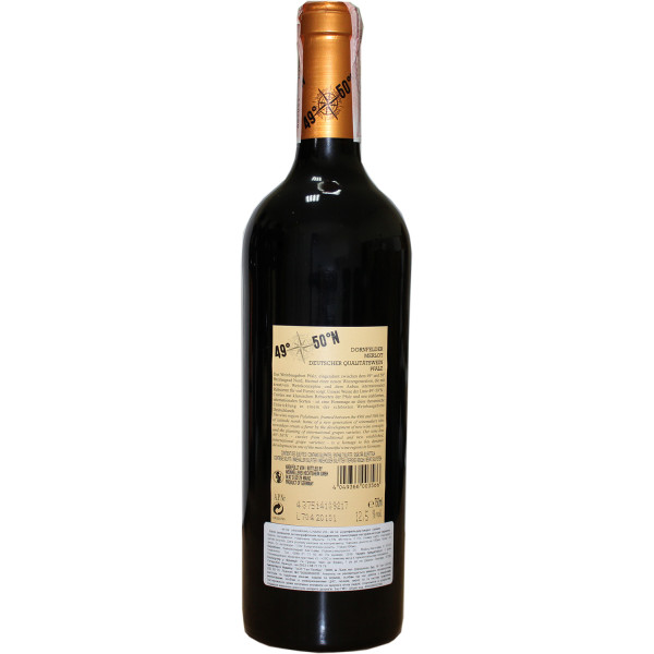 Вино 49° 50°N Dornfelder Merlot красное сухое 0.75 л 12%, 4049366003566, GCF Deutschland Weinkellerei Hechtsheim