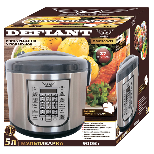 Мультиварка 900Вт 5л. Defiant DMC905-37, 905-37, Defiant