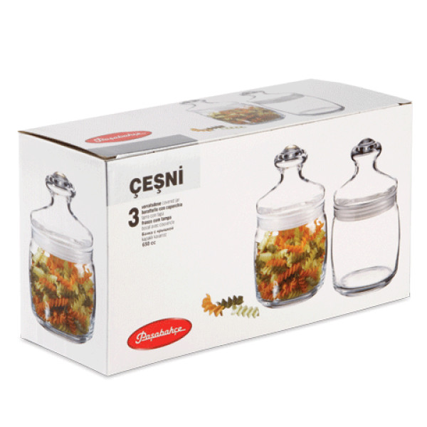 Банки для сыпучих 3шт. Pasabahce Cesni 97424-3, 650мл, 97424-3, Pasabahce