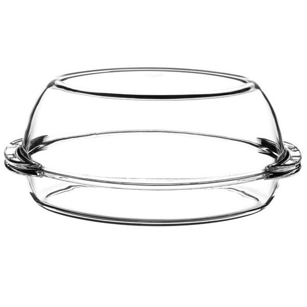 Кастрюля овальная (утятница) Borcam 59052 с крышкой, стекло, 2,5+1,7л