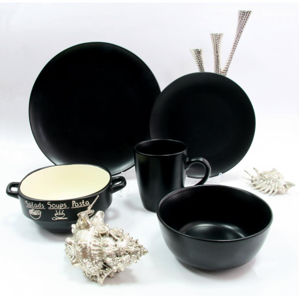 Тарелка десертная Milika Astera Black Stone круглая 19 см A0470-165619 - 6 шт, A0470-165619, Milika