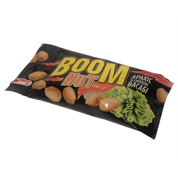 Арахіс BOOM NUT солений зі смаком васабі 40 г, 4820075506070, Шоколадная фабрика Millennium