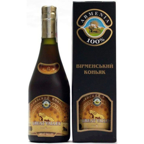 Коньяк Great Valley 6 звезд 0.7 л 42% в подарочной упаковке, 4850001021513, Great Valley Армянский коньяк