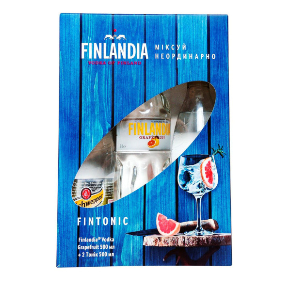 Горілка Finlandia Grapefruit 0.5 л 37.5% + Schweppes 0.5 л х 2