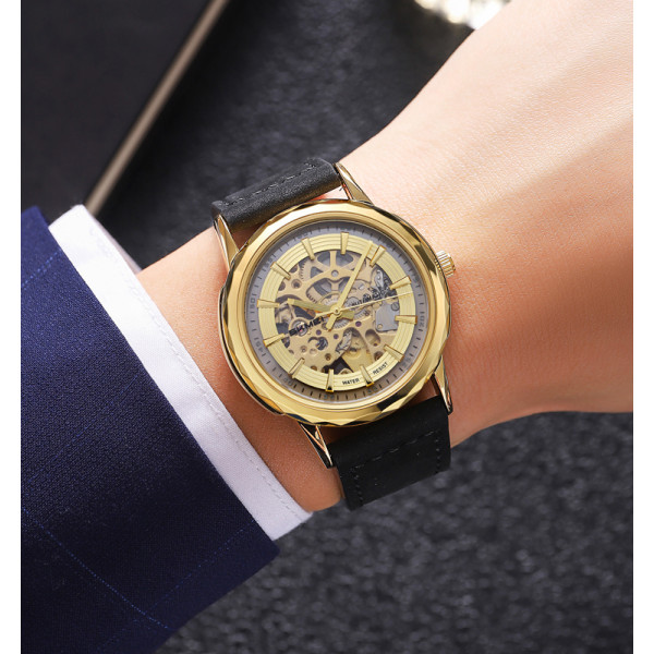 Skmei MO35LGDBK Gold-Black Leather