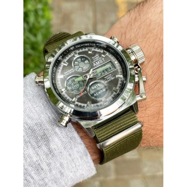 Наручные часы AMST 3003C Silver-Black Green Wristband