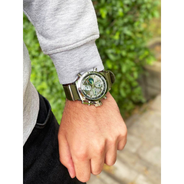 Наручные часы AMST 3003C Silver-Black Green Wristband