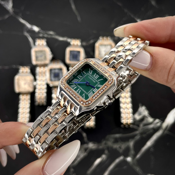 Cartier Rose Gold-Silver-Green 29x31 Rep