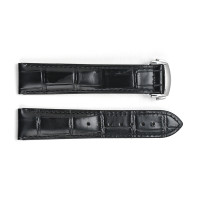Шкіряний ремінець 3002 Black-Silver 22 мм