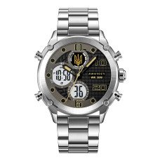 Годинник наручний Awarder 017 Тризуб Золото Silver-Black-White Steel