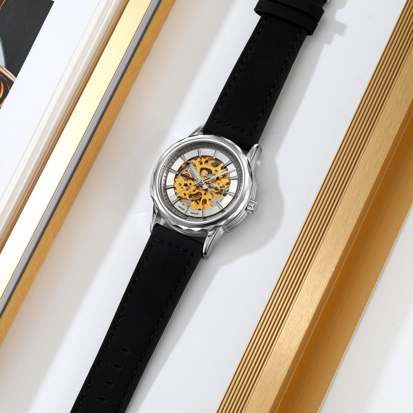 Skmei M035LSIBK Silver-Black Leather