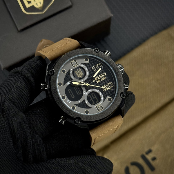 Годинник наручний Awarder 017 Тризуб золото  Black-Brown