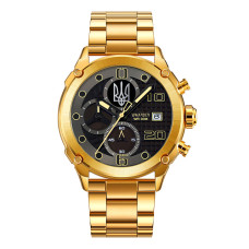 Годинник наручний Awarder 016 Тризуб срібло Gold-Black Steel