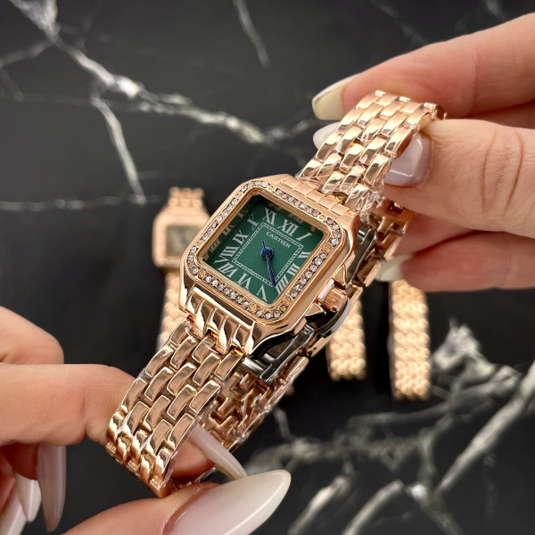Cartier Rose Gold-Green 29x31 Rep