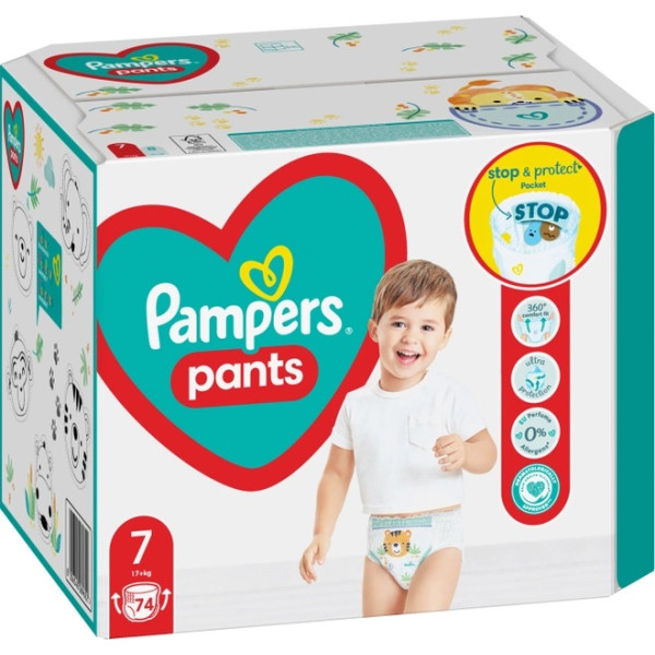 Підгузки-трусики Pampers Pants 7 (17+ кг), 74 шт., 8006540069622