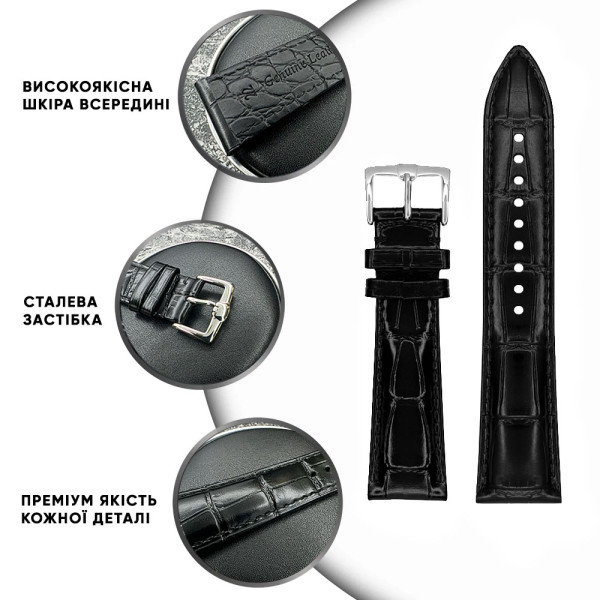 Шкіряний ремінець Premium 22х18 мм. Brown
