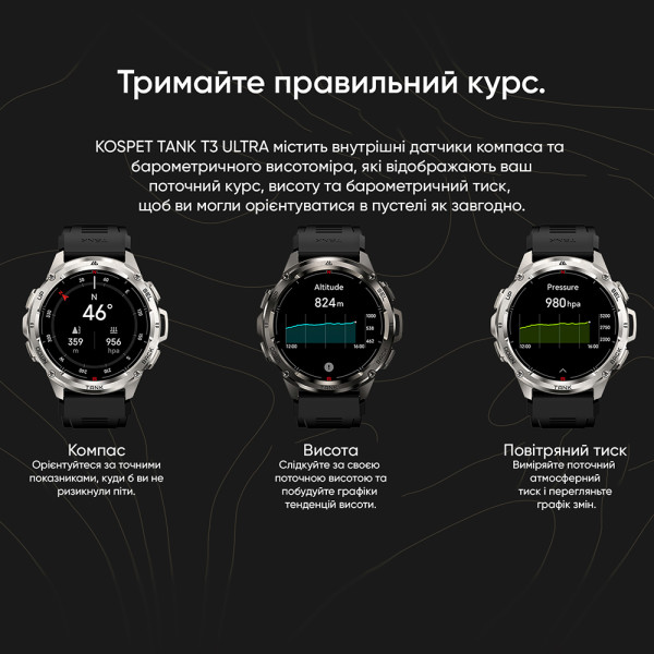 Розумний годинник Kospet TANK T3 ULTRA Black