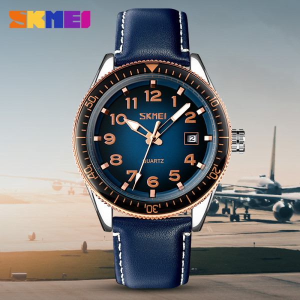 Skmei 9232LRGBU Rose-Gold Blue Leather