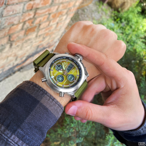 Наручний годинник AMST 3003 Silver-Green Green Wristband