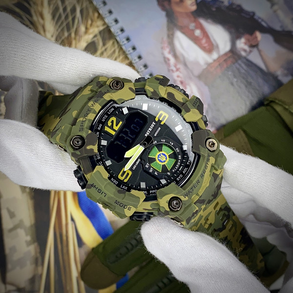 Годинник наручний Patriot 004CMGRDPS ДПС Зелений камуфляж + Коробка.