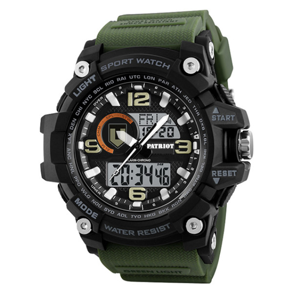 Годинник наручний Patriot 012AGTRO ТРО Чорні з зеленим  + Коробка