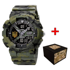 Годинник наручний Patriot 005 Тризуб золото Camo Green + Коробка.