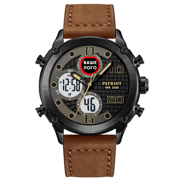 Годинник наручний Patriot 017 Ваше Лого Black-White-Brown