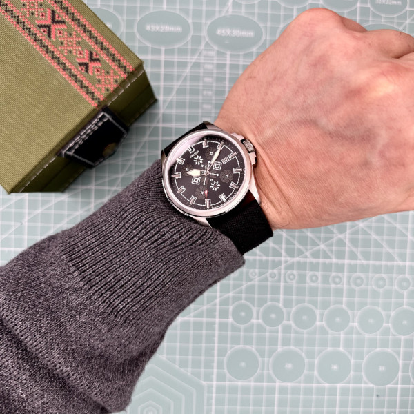 Часы наручные Awarder Embroidery Silver-Army Green Black Automatic 10ATM