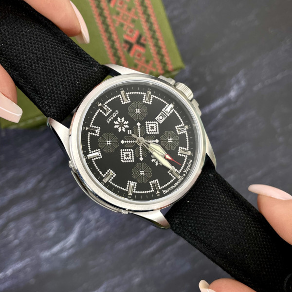 Часы наручные Awarder Embroidery Silver-Army Green Black Automatic 10ATM