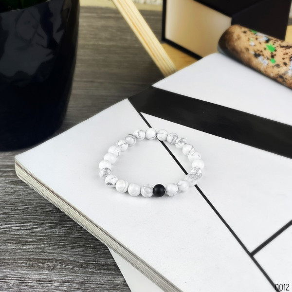 2B Rich Bracelet Pearl 8 mm, 19 cm White-Black