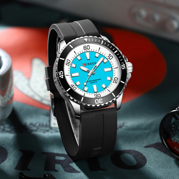Curren 8448 Silver-Blue-Black
