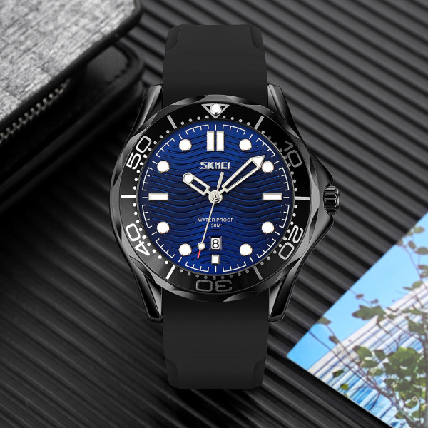 Skmei 9276PBKBU Black-Blue Silicone Strap