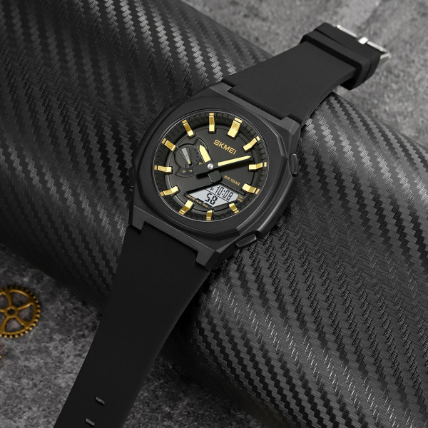 Skmei 2091BKGDWT Black-Gold-White