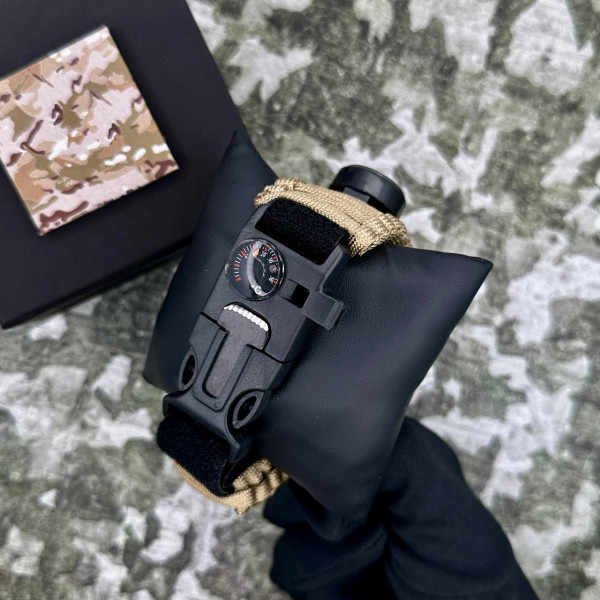 Годинник наручний Patriot 005BKSU ЗСУ Чорні Паракордовий ремінець Khaki + Коробка