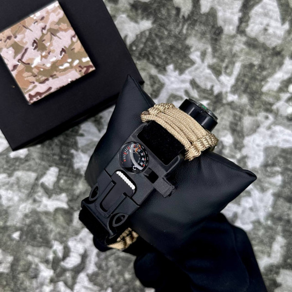 Годинник наручний Patriot 005CMGRSU ЗСУ Зелений камуфляж Паракордовий ремінець Khaki + Коробка.