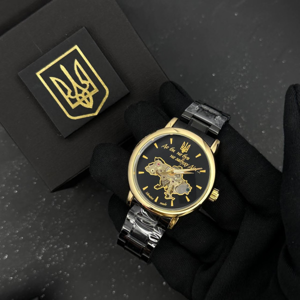 Годинник наручний Patriot 022 Black-Gold Mechanic Metall Не Забуду Дім