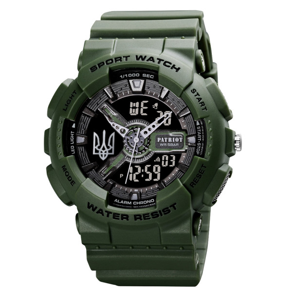 Годинник наручний Patriot 005 Тризуб срібло Army Green + Коробка