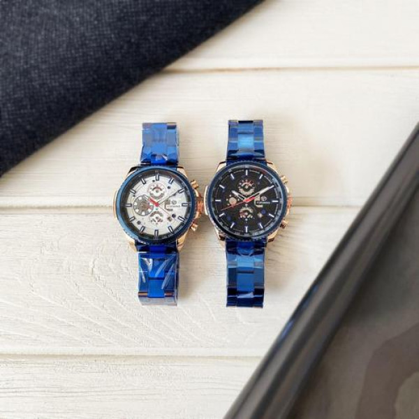 Наручний годинник Forsining 1137 Blue-Cuprum-White