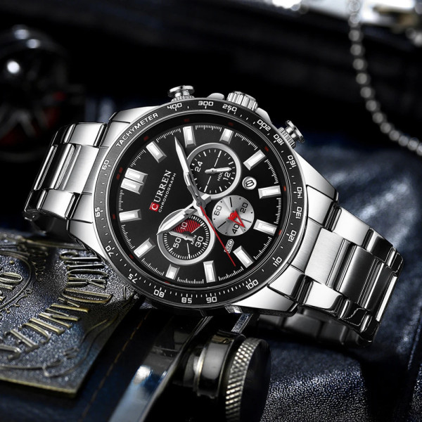 Curren 8418 Silver-Black