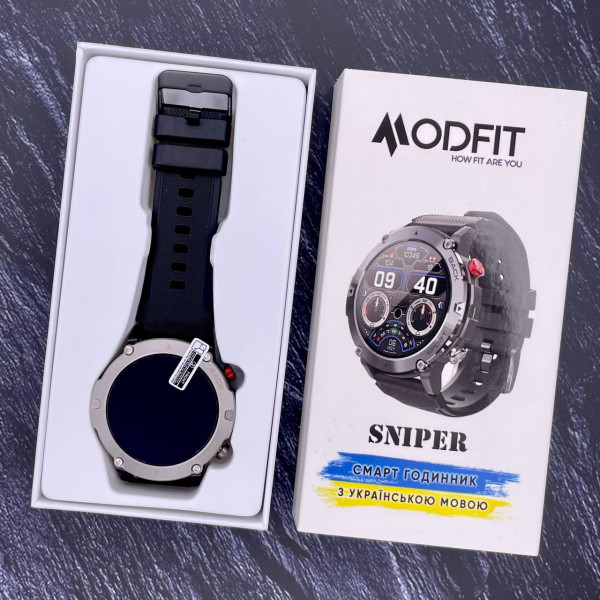Розумний годинник Modfit Sniper Black-Silver 36 мм
