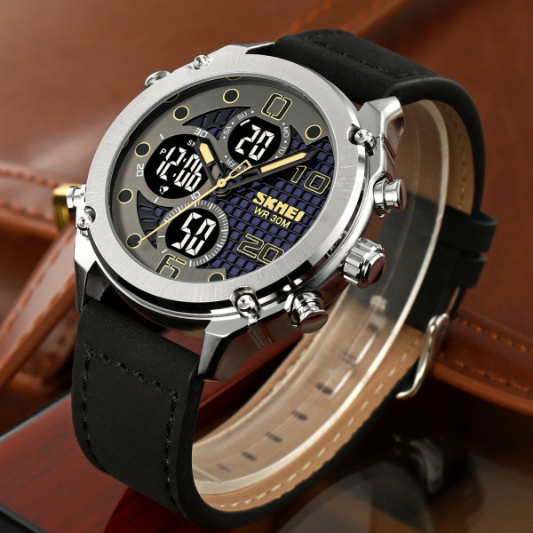 Skmei 1975LSIBK Silver-Black Leather.
