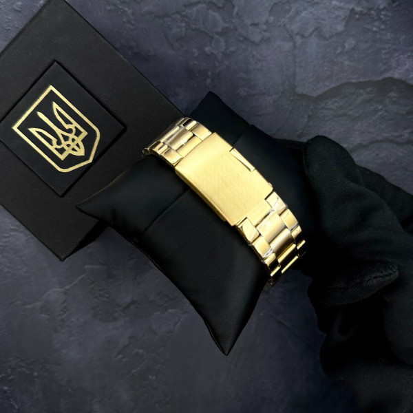 Годинник наручний Patriot 017 Тризуб Золото Gold-Black-White Steel