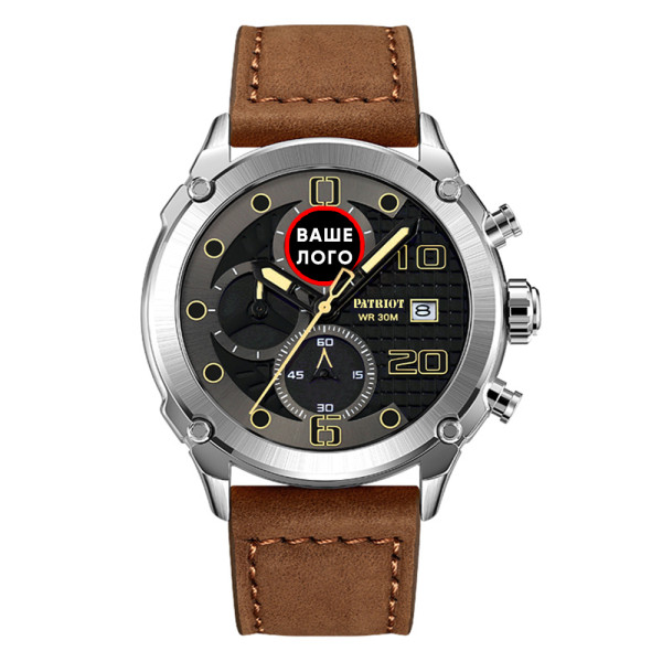 Годинник наручний Patriot 016 Ваше Лого Silver-Black-Brown