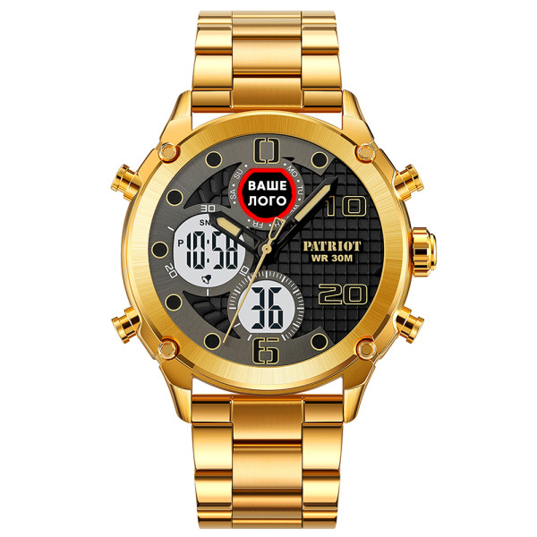 Годинник наручний Patriot 017 Ваше Лого Gold-White Steel
