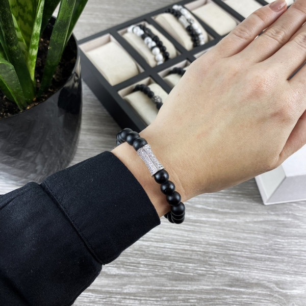 2B Rich Bracelet Pearl Black-Silver
