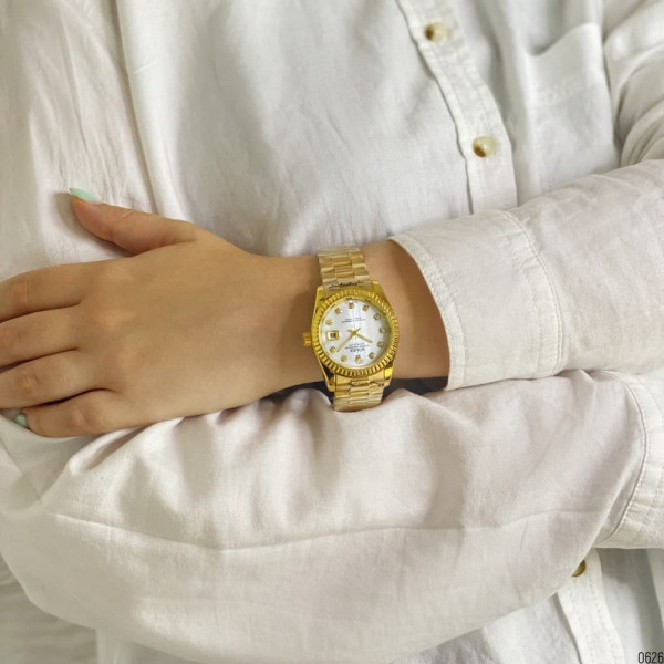 Rolex Date Just 067 Pearl Gold-White