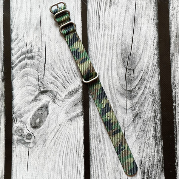 Ремінець для годинника Nato Camo Woodland 20 мм 1051-0472
