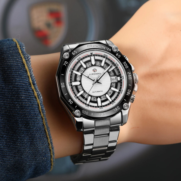 Forsining 8279 Silver-Black-White