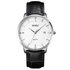 Skmei 1801LSIWT Silver-Black White Leather