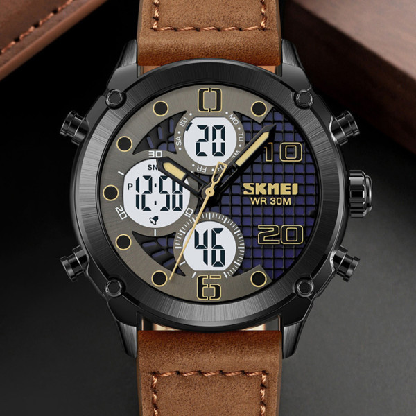 Skmei 1975LDKBNWT Dark Brown-White Leather.